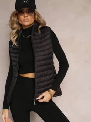 Czarna Kamizelka z Pikowaniem Kapturem i Kieszeniami Kimes alnwick