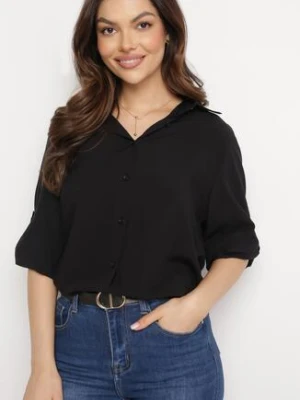 Czarna Klasyczna Koszula z Bawełny i Wiskozy Yelvira viola