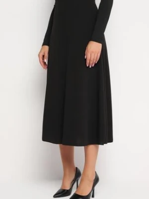 Czarna Klasyczna Spódnica Midi Rozkloszowana Verettia fashion station