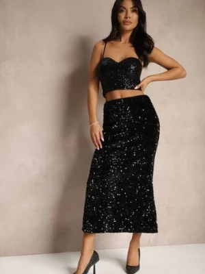 Czarna Koktajlowa Spódnica High Waist w Cekiny Melimi bisou's project