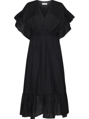 Czarna Kolekcja Sukienek Długa Kaos