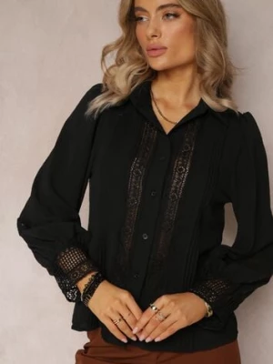Czarna Koronkowa Koszula z Długimi Rękawami Haya elsa.m by may