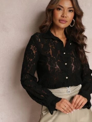 Czarna Koszula Koronkowa na Guziki Acameda elsa.m by may