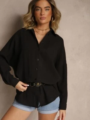 Czarna Koszula o Fasonie Oversize w Klasycznym Stylu Marionera