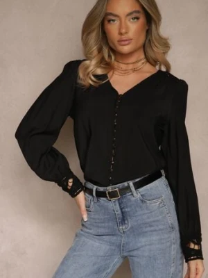 Czarna Koszula Ozdobiona Ażurowym Wzorem Erivora bisou's project