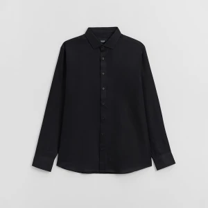 Czarna koszula regular fit z długim rękawem House