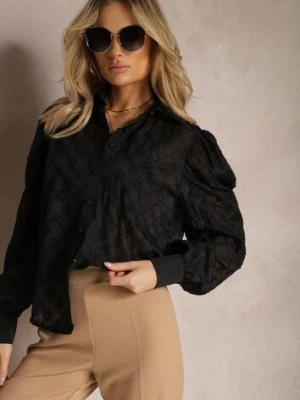 Czarna Koszula Transparentna z Bufiastymi Rękawami Paiama elsa.m by may