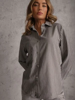 Czarna Koszula z Bawełną w Prążki ze Zdobionymi Guzikami Mirasea romee's