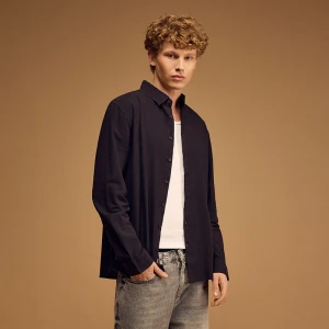 Czarna koszula z domieszką lnu House