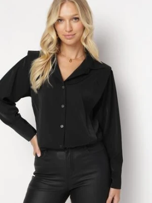 Czarna Koszula z Falbaną przy Ramionach i Kołnierzem Sarya lily rose
