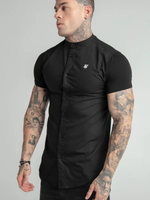 Czarna koszula z kołnierzykiem z krótkim rękawem SikSilk