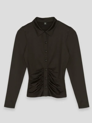 Czarna koszula z marszczeniem Reporter