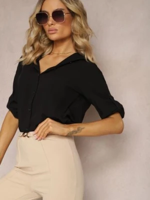 Czarna Koszula z Połączenia Bawełny i Wiskozy Celriva viola