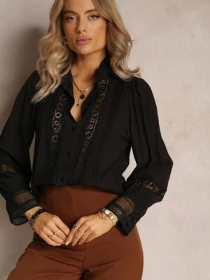 Czarna Koszula ze Stójką i Koronką Phaeninca bisou's project