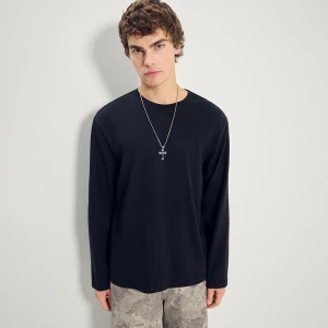 Czarna koszulka basic z długim rękawem House