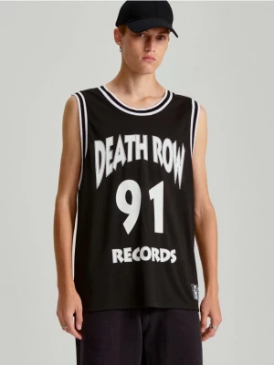 Czarna koszulka bez rękawów z nadrukiem Death Row Records House