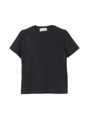 Czarna koszulka dla dziewcząt, wszechstronna i wyrafinowana Elisabetta Franchi