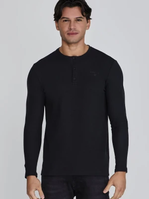 Czarna koszulka męska Henley SikSilk