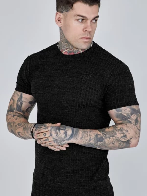 Czarna koszulka męska rib knit SikSilk