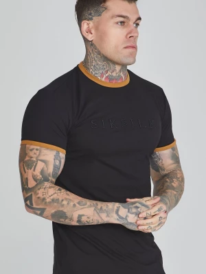 Czarna koszulka męska typu ringer SikSilk