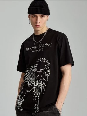 Czarna koszulka oversize z nadrukiem Death Note House