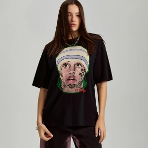 Zdjęcie produktu Czarna koszulka oversize z nadrukiem Lil Wayne'a House