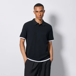 Czarna koszulka polo z białymi wstawkami House