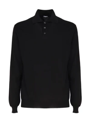 Czarna Koszulka Polo z Długimi Rękawami Malo