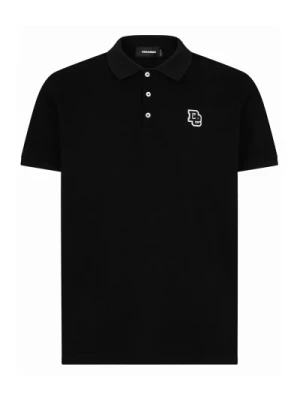 Czarna Koszulka Polo z Haftowanym Logo Dsquared2