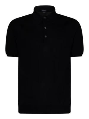 Czarna koszulka polo z krótkim rękawem Kiton