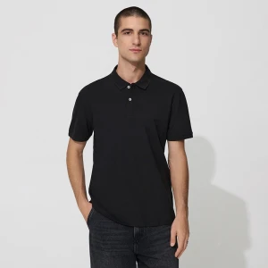 Czarna koszulka polo z małym haftem House