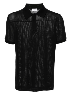 Czarna Koszulka Polo z Siatką Courrèges