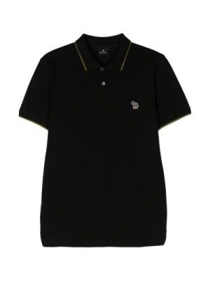 Czarna Koszulka Polo z Zebrem PS By Paul Smith