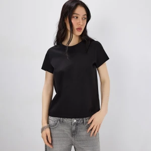 Czarna koszulka slim fit z okrągłym dekoltem House