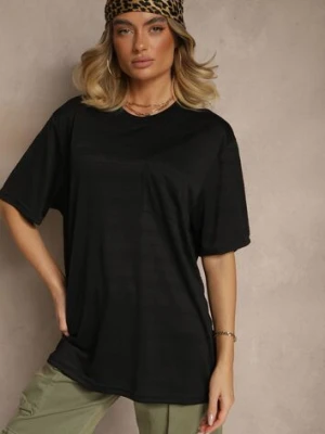 Czarna Koszulka T-shirt z Naszytą Kieszonką TLanitra