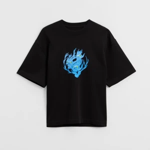 Zdjęcie produktu Czarna koszulka UNISEX z nadrukiem niebieskich czaszek House