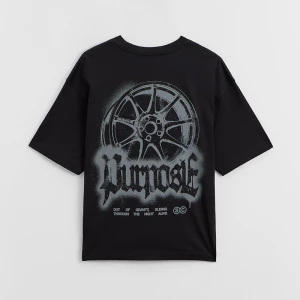 Czarna koszulka UNISEX z nadrukiem Purpose House