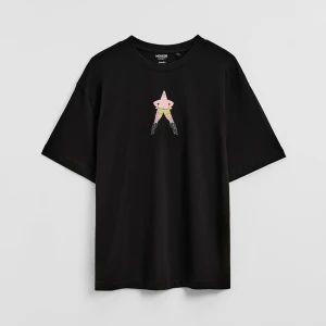 Czarna koszulka UNISEX z nadrukiem SpongeBob House