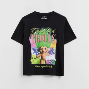 Czarna koszulka UNISEX z nadrukiem Trolls House