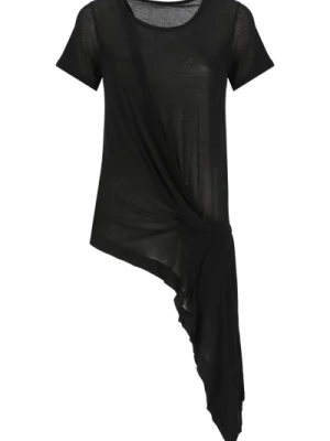 Czarna Koszulka z Asymetrycznym Szyfonem Yohji Yamamoto