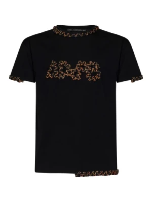 Czarna koszulka z bawełny z haftowanym logo Andersson Bell