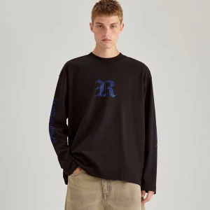 Czarna koszulka z długim rękawem i aplikacją z dżetów House