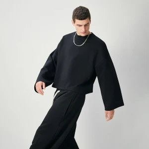 Czarna koszulka z długim rękawem relaxed fit House