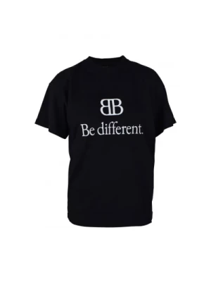 Czarna koszulka z logo BB Balenciaga