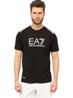 Czarna Koszulka z Logo i Podstawowym Designem Emporio Armani EA7