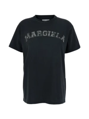 Czarna Koszulka z Logo na Karku Maison Margiela
