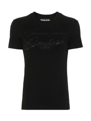 Czarna Koszulka z Logo Versace Jeans Couture