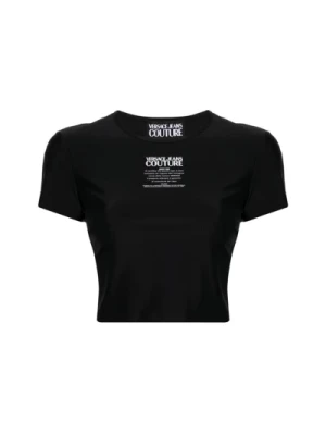 Czarna Koszulka z Logo w Krótkim Kształcie Versace Jeans Couture