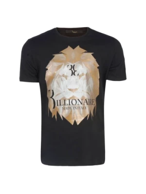 Czarna Koszulka z Logo z Bawełny Billionaire