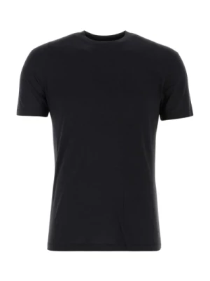 Czarna koszulka z mieszanki lyocellu, nowoczesny styl Tom Ford